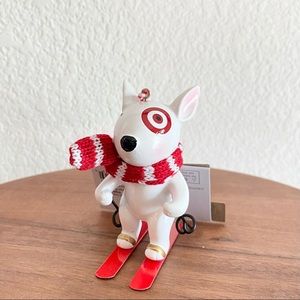 Target Bullseye dog skiing ornament NWT